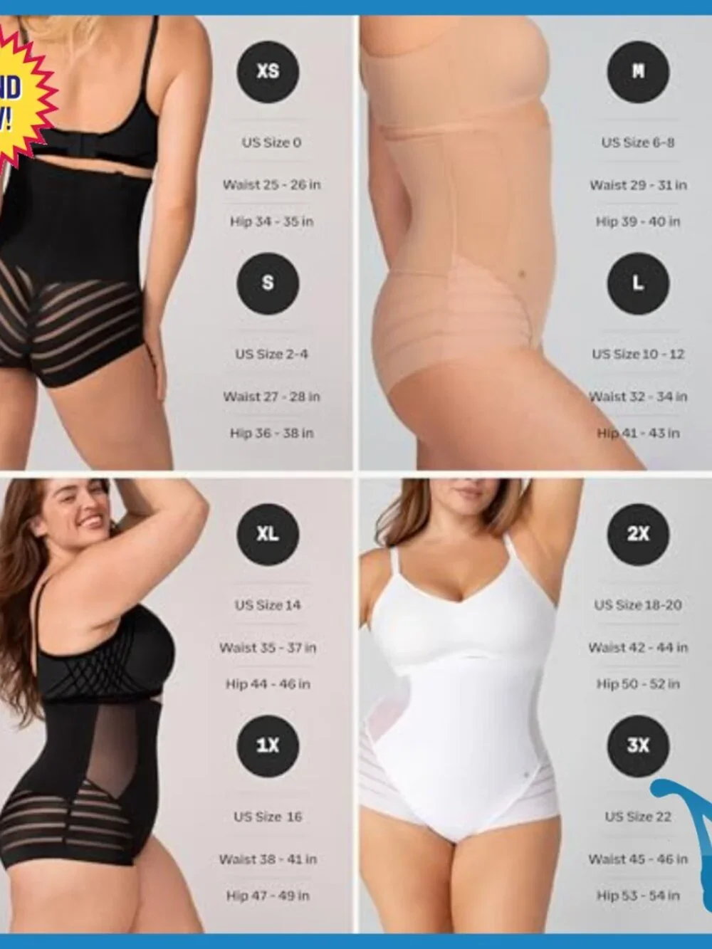 High Compression Tummy Control Shapewear Brief - Size XL - Nylon Elastane